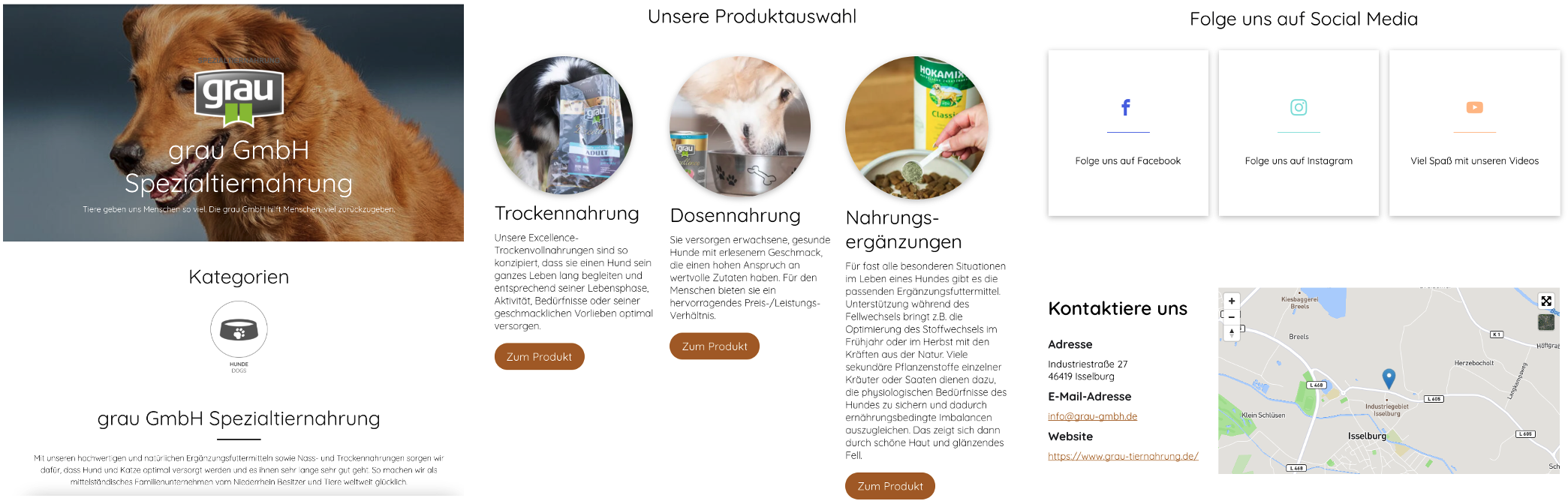 Beispiel Ausstellerseite "grau GmbH Spezialtiernahrung" bei der Messe Jagd & Hund 2021